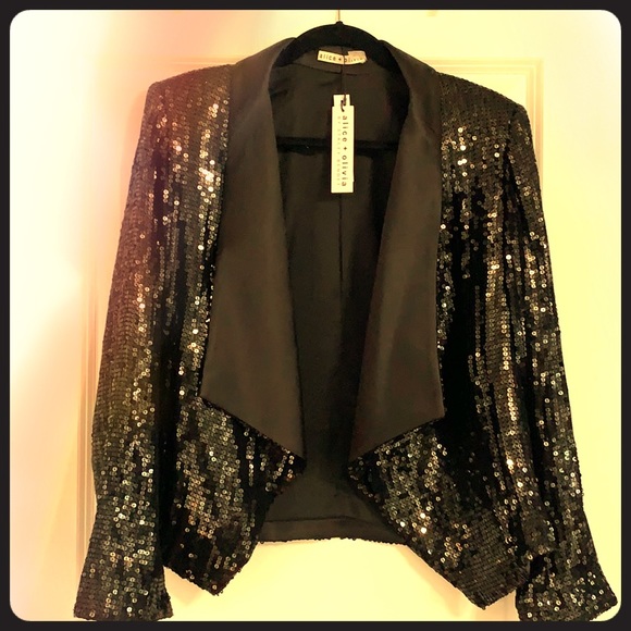 Alice + Olivia Jackets & Blazers - Alice and Olivia black sequin open blazer. Sz L.